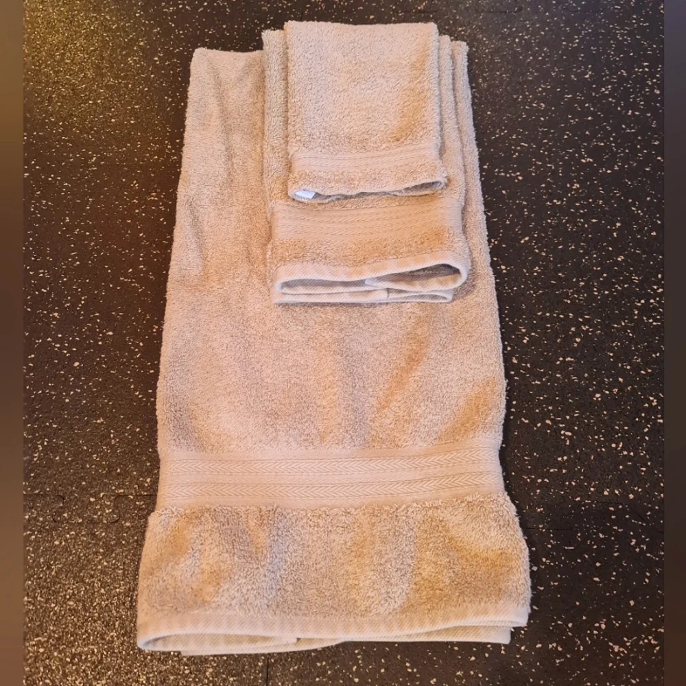 CANNON Olive Green Towel Set Band Detail 1 ea Bath Hand Wash Absorbent EUC